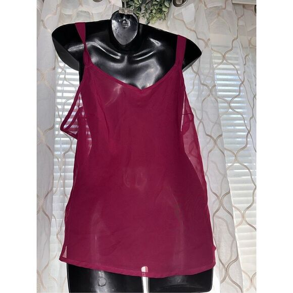 Plum color sheer spaghetti strap blouse size XL GREAT CONDITION - Picture 2 of 4